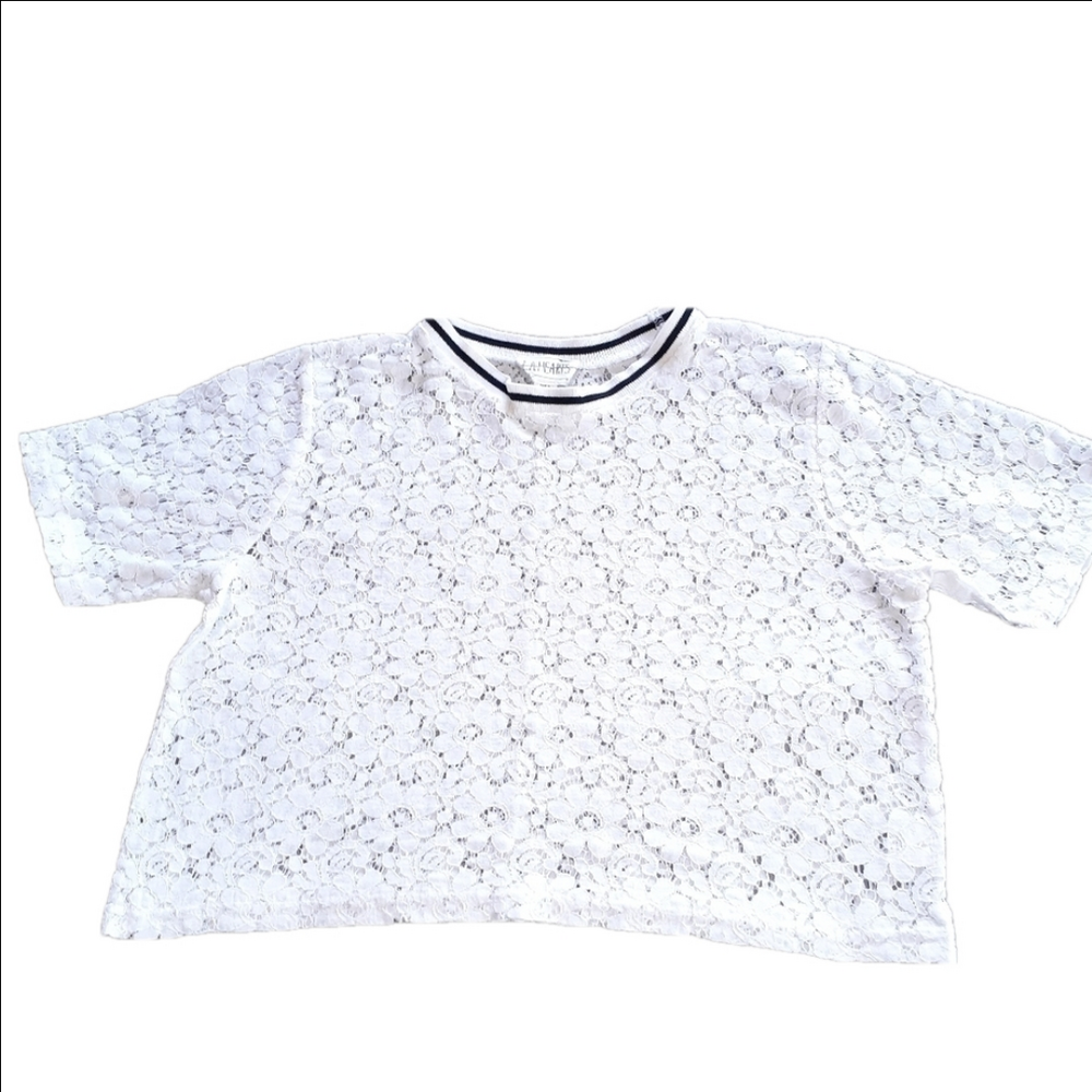 L. A. Hearts Sheer White Lace Crop Top Size Small